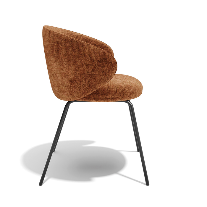 Set van 2 fluwelen stoelen met terracotta textuur en zwarte poten