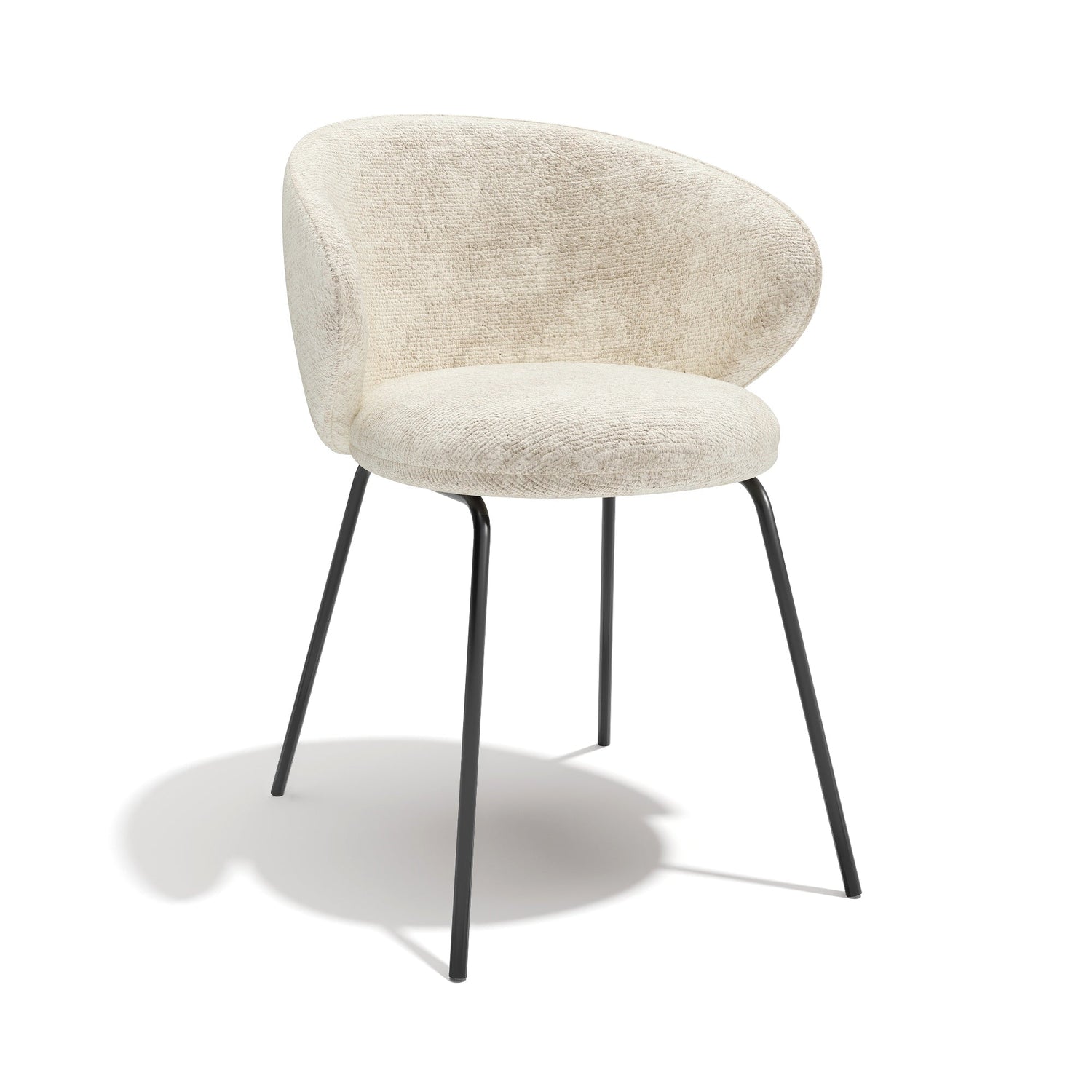 Set van 2 fluwelen stoelen met crèmekleurige structuur en zwarte poten