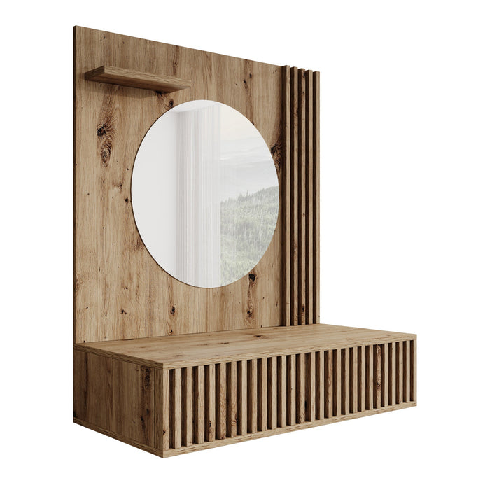 Meubella - Kaptafel Evy - Eiken - 85 cm - Met spiegel
