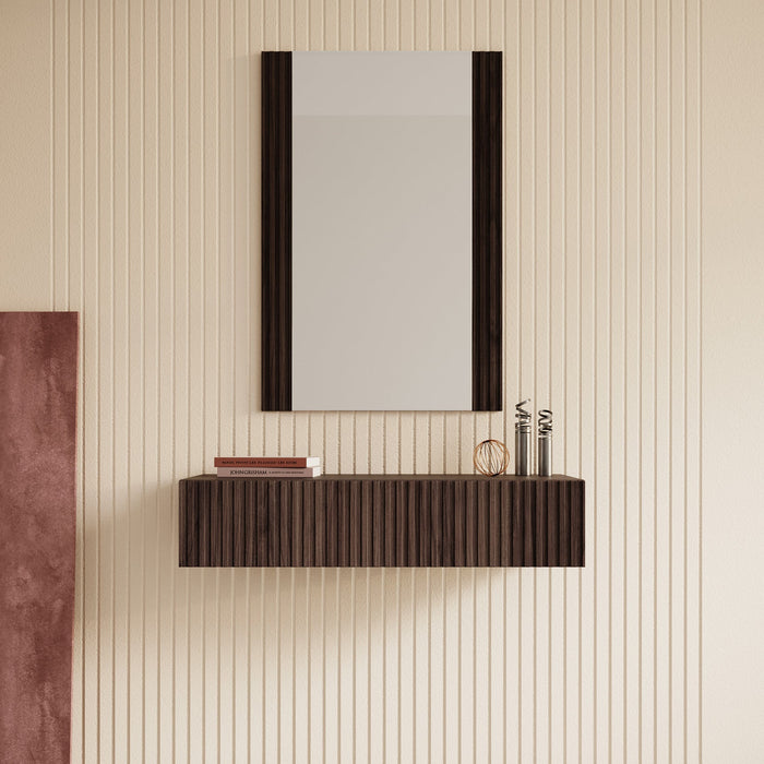 Meubella - Kaptafel Tartagal - Donkerbruin eiken - 80 cm - Met spiegel