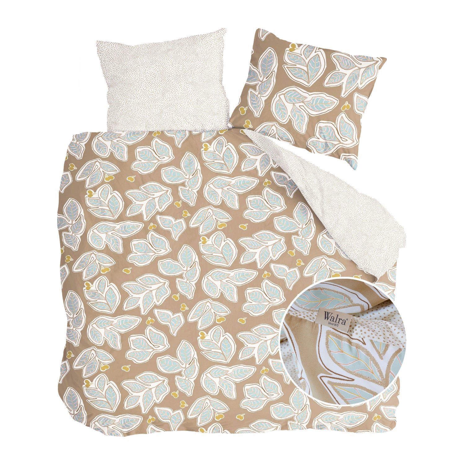 Walra Lovely Leaves Dekbedovertrek 240 x 220 cm - Bruin / Beige
