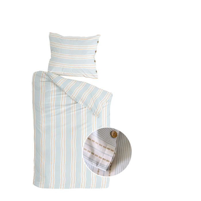 Walra Remade Striped Harmony Dekbedovertrek 140 x 220 cm - Off-White / Blauw