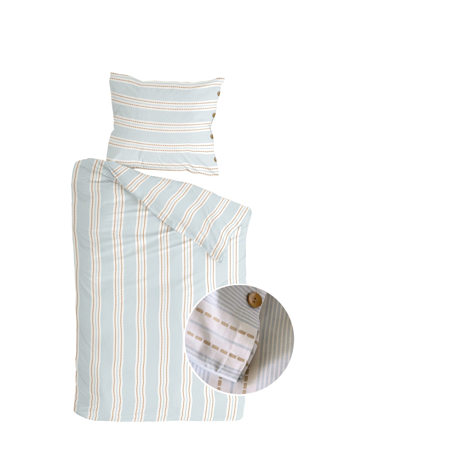 Walra Remade Striped Harmony Dekbedovertrek 140 x 220 cm - Off-White / Blauw