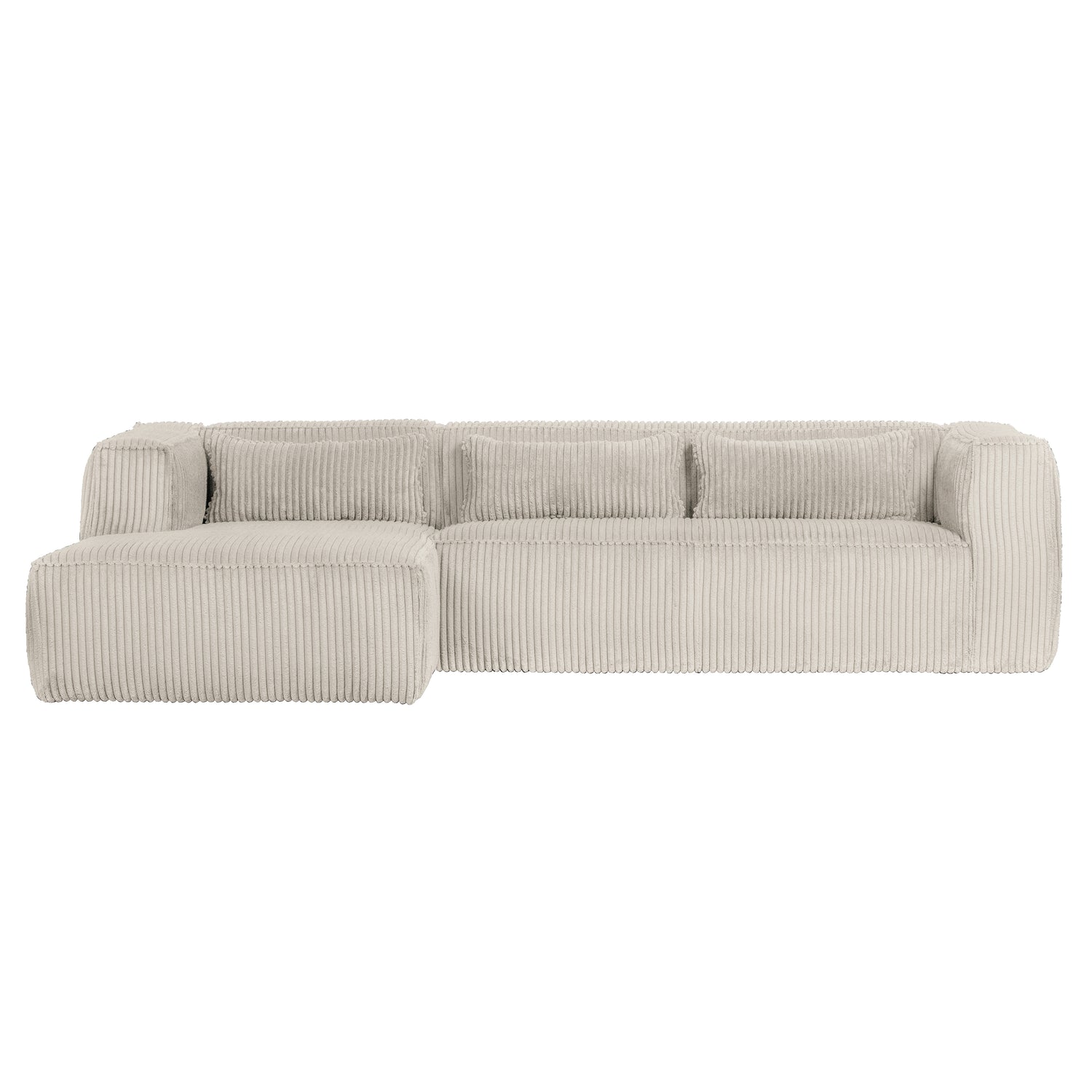 WOOOD Bean Hoekbank Links - Ribstof - Naturel