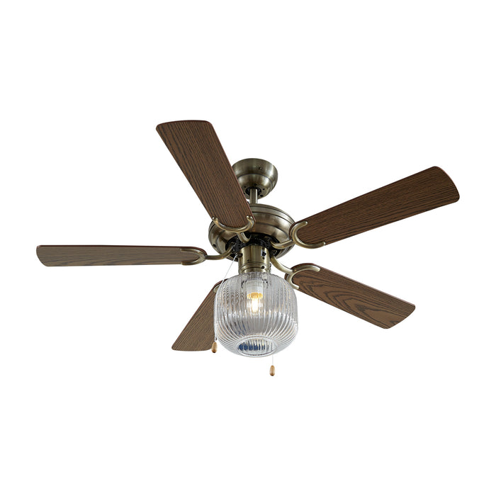 QAZQA Plafondventilator messing met hout 107.5cm met trekschakelaar -