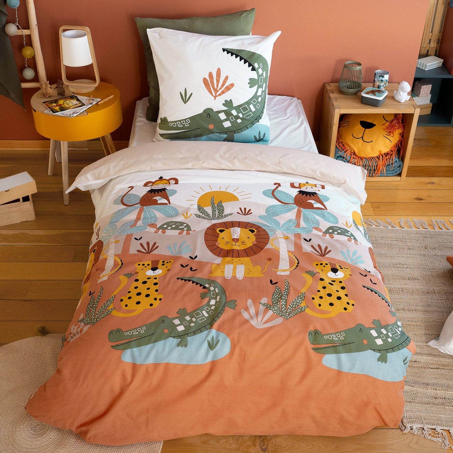 sweeek - Microvezel dekbedovertrek omkeerbaar bedrukt savanne 1 plaats