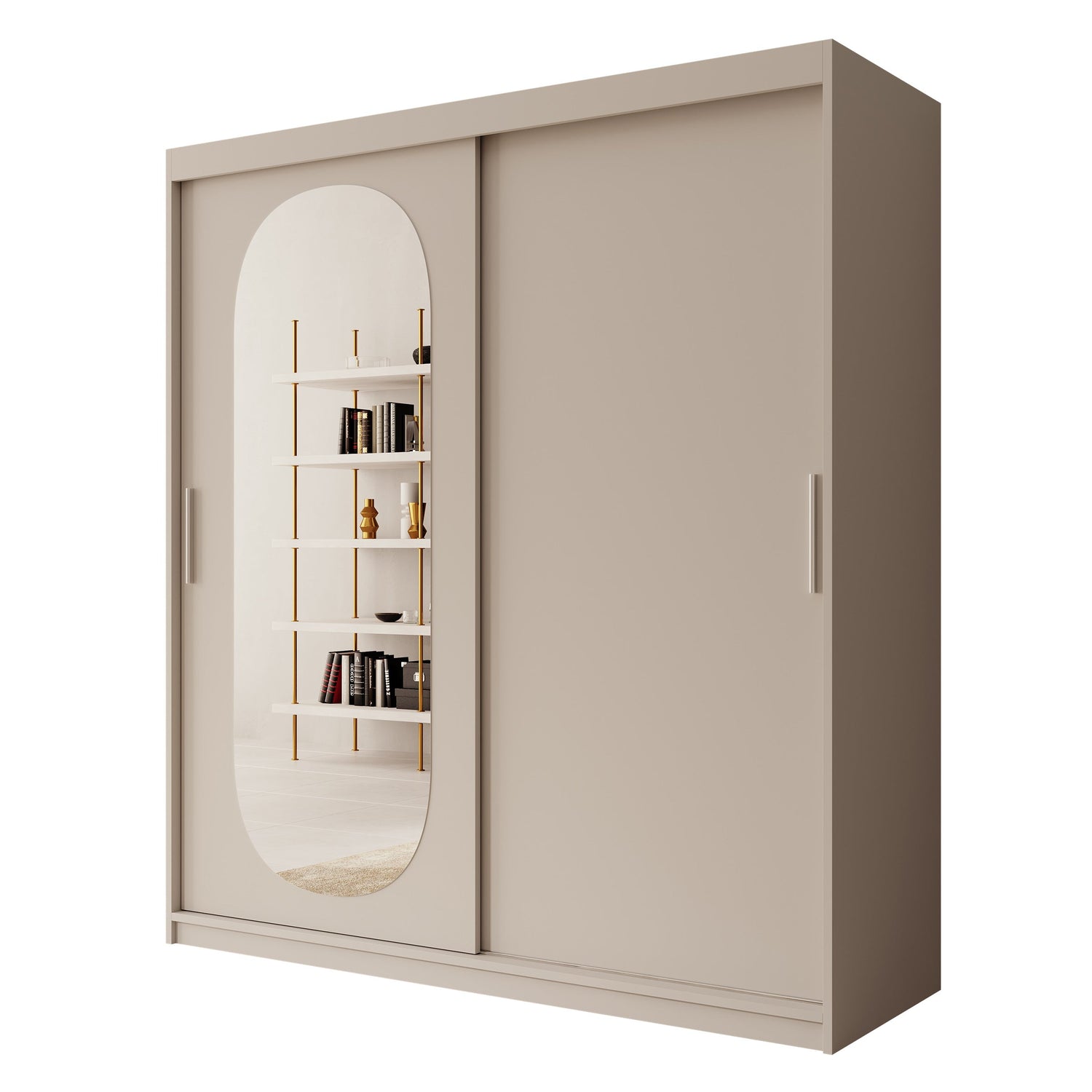 Meubella - Kledingkast Bodhi - Beige - 180 cm - Met spiegel