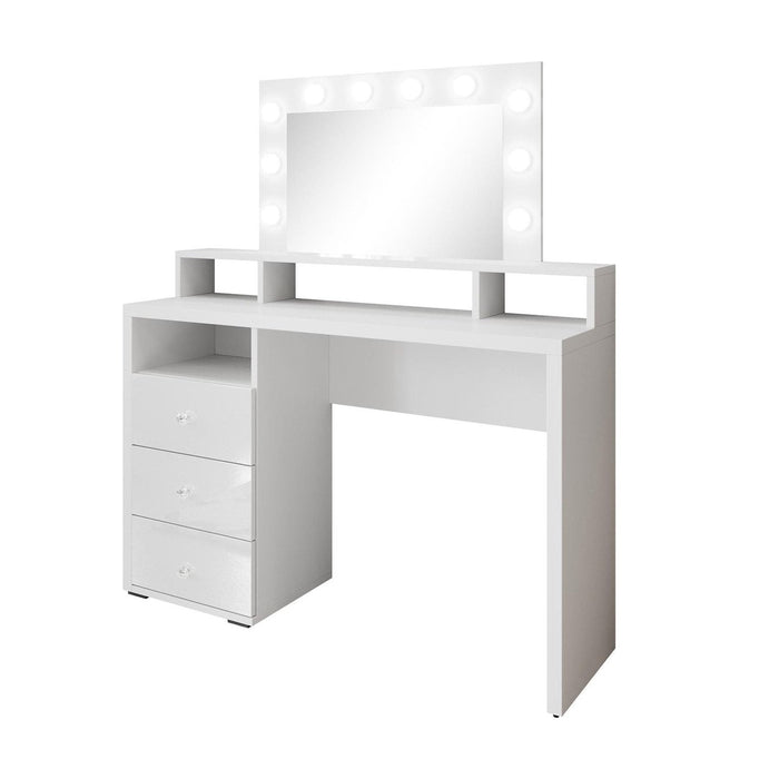 Meubella - Kaptafel Dakota - Wit - 120 cm - Met spiegel