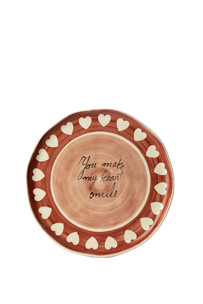 Sissy-Boy Roze dinerbord met hartjes