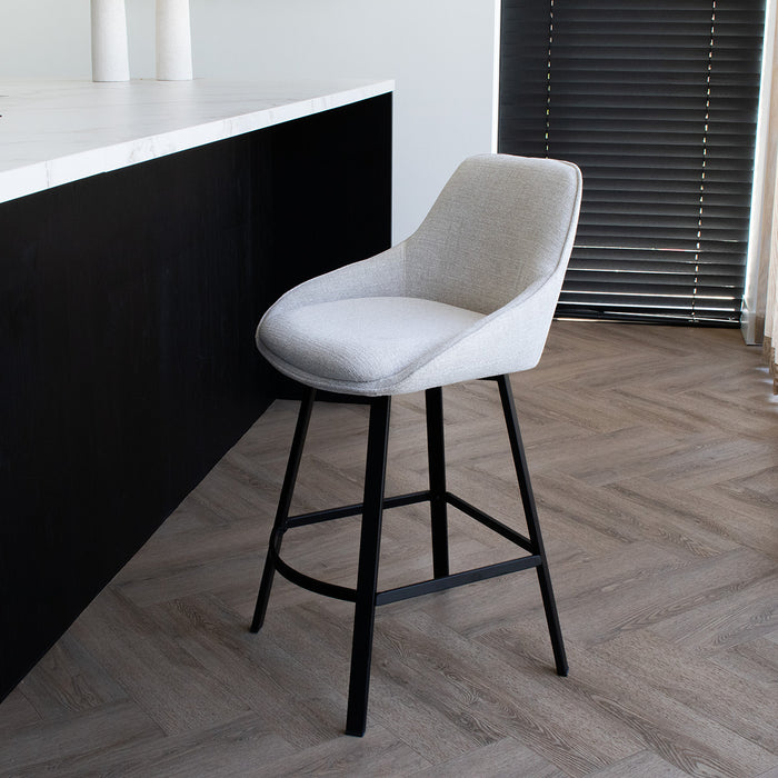 Giga Meubel - Barstoel Stof Beige - Zithoogte	65cm - Roos - Set van 2