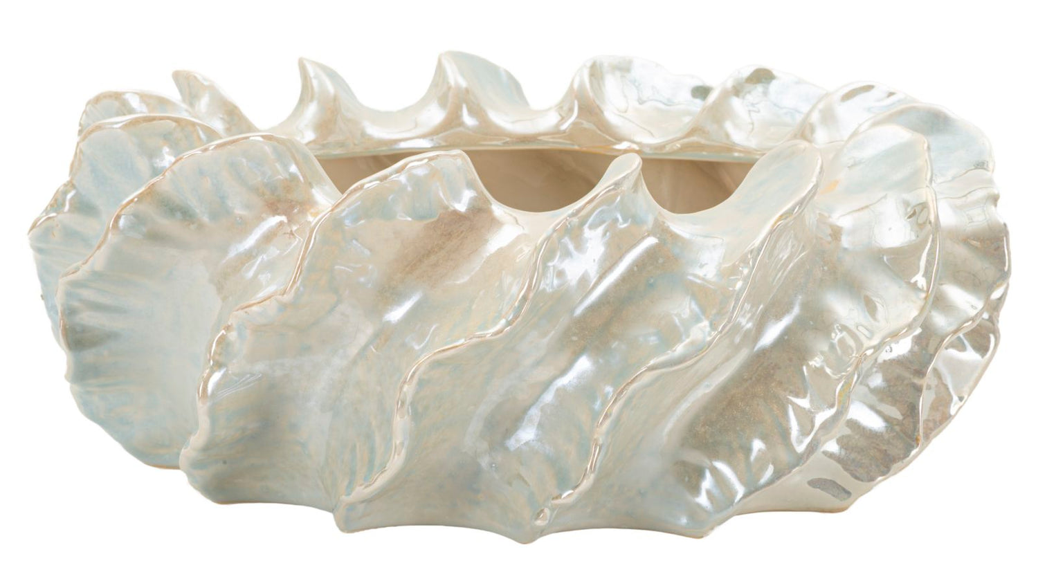 Parelmoerkleurige keramische vaas ø 43x16 cm