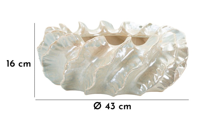 Parelmoerkleurige keramische vaas ø 43x16 cm