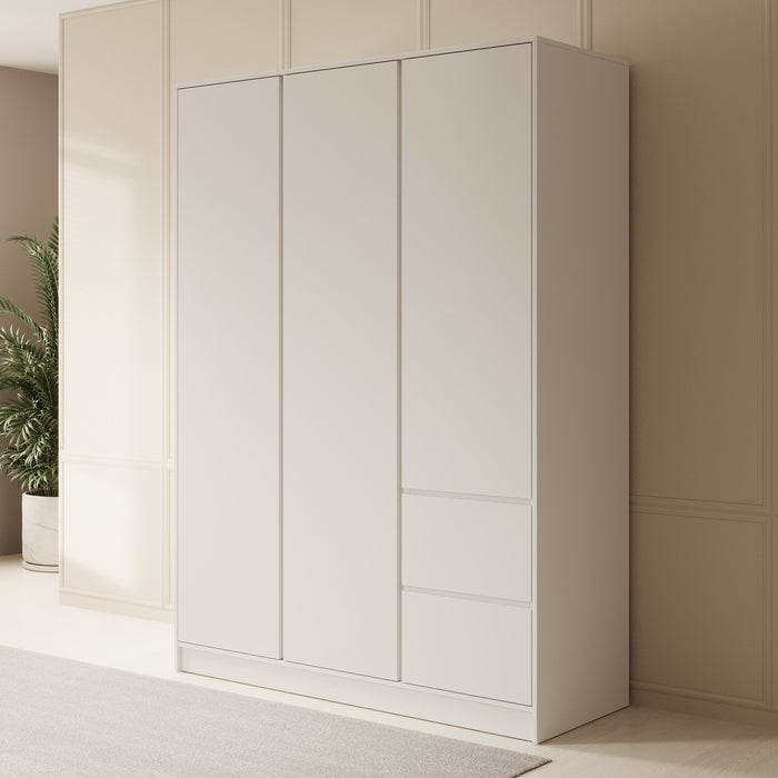 Meubella - Kledingkast Brett - Wit - 147 cm