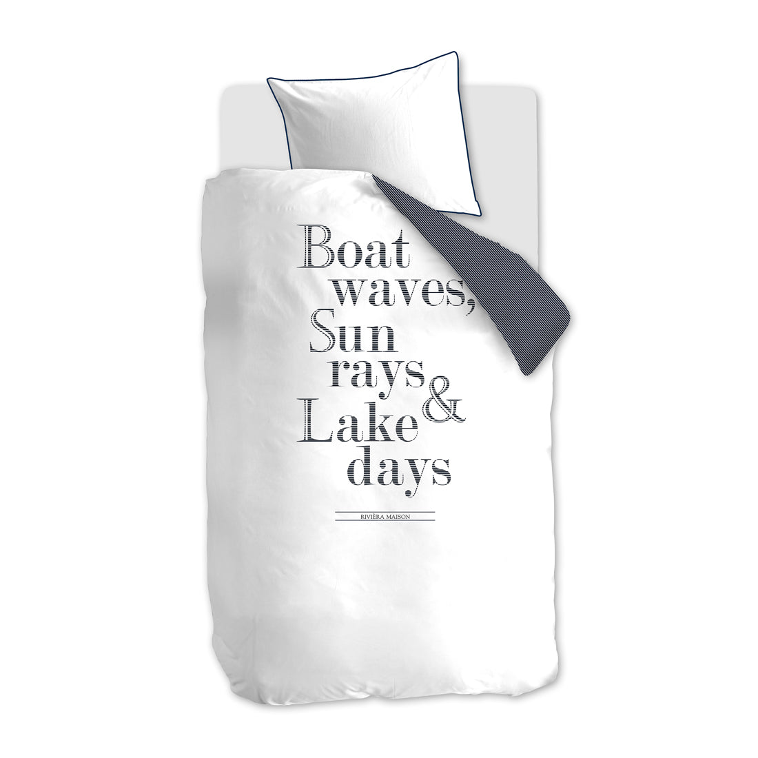 Riviera Maison - RM Lake Days navy 140x200|220 - Donkerblauw