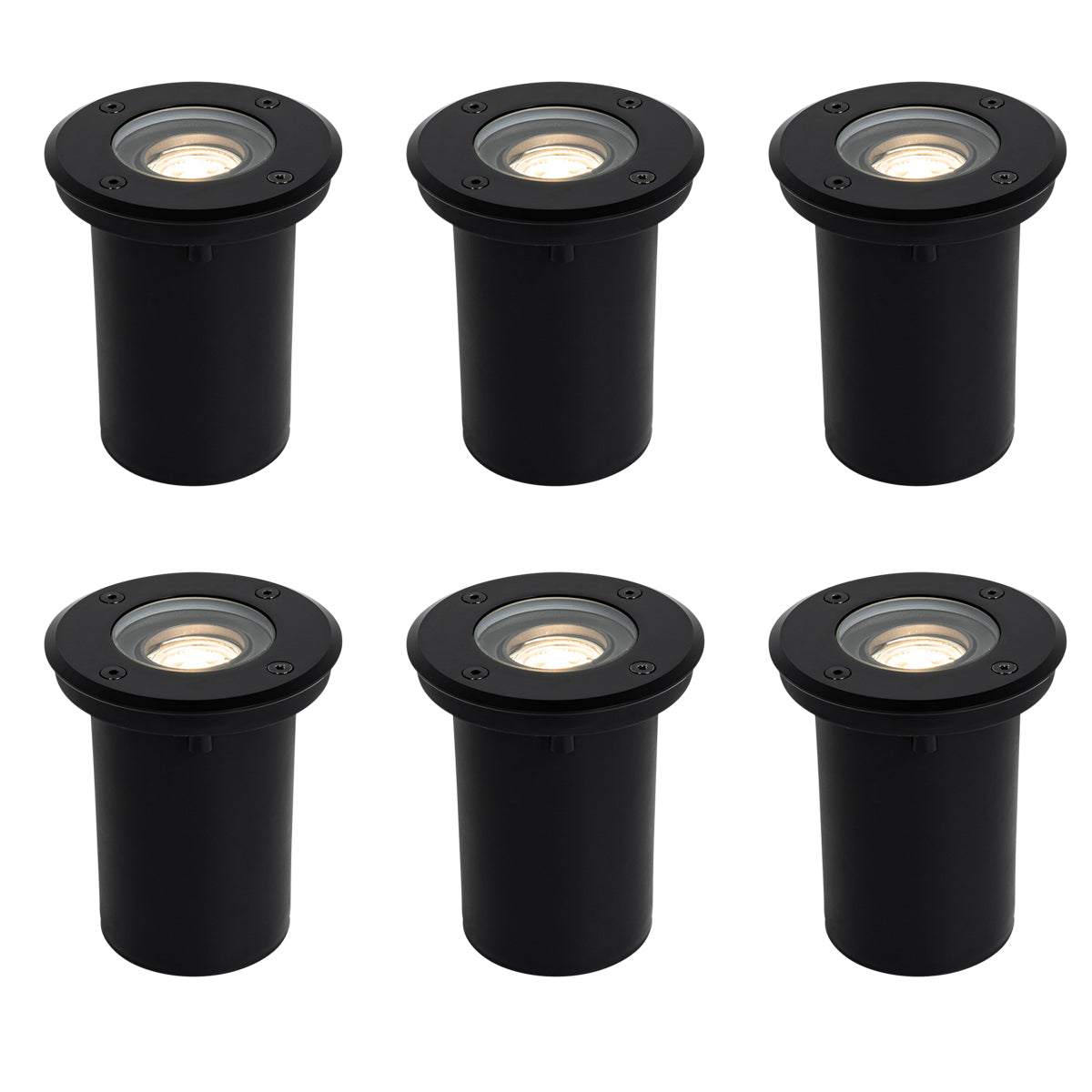 QAZQA Set van 6 moderne buiten grondspots zwart 35 mm verstelbaar