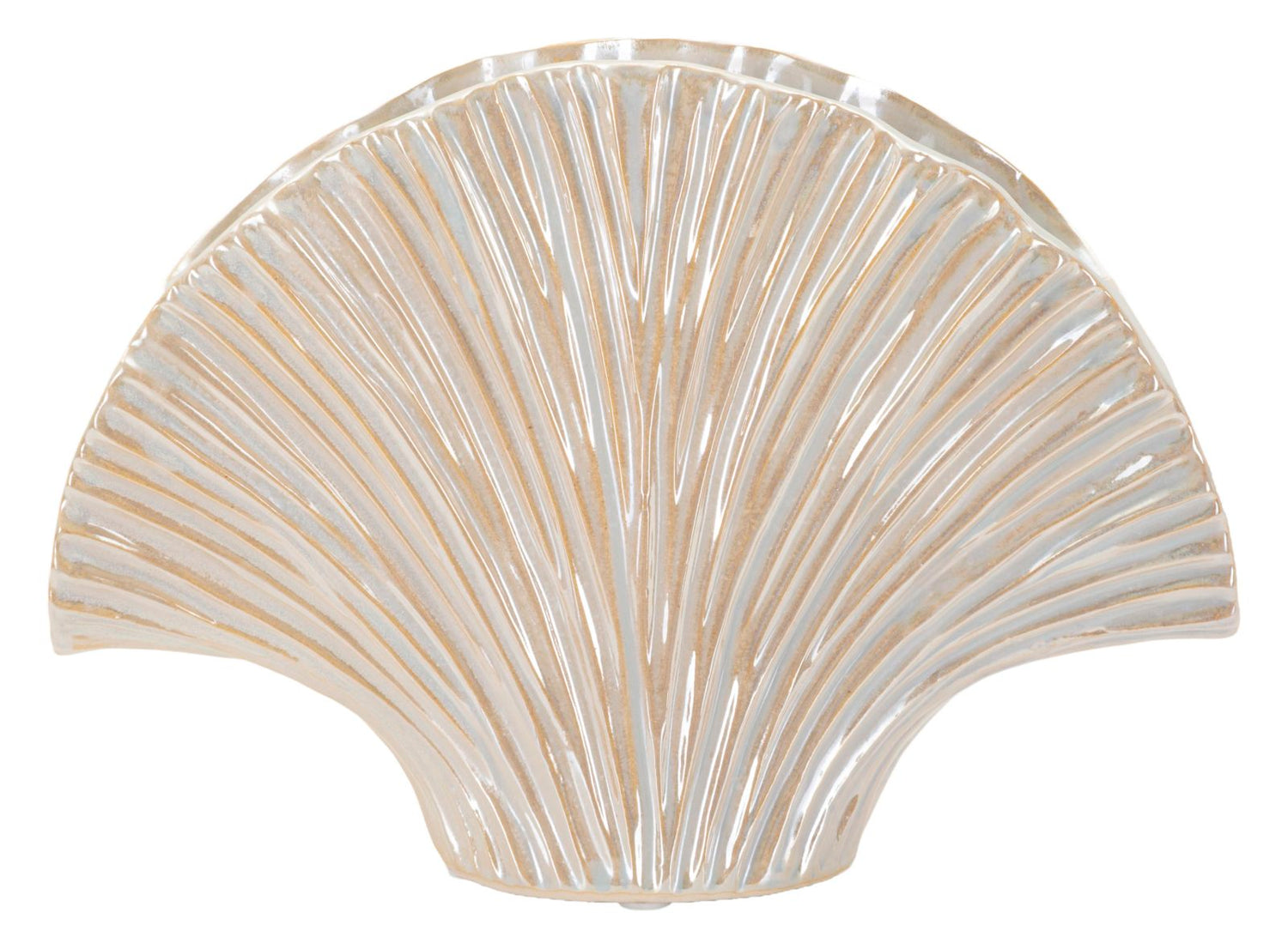 Parelmoerkleurige keramische vaas 27x8x19 cm