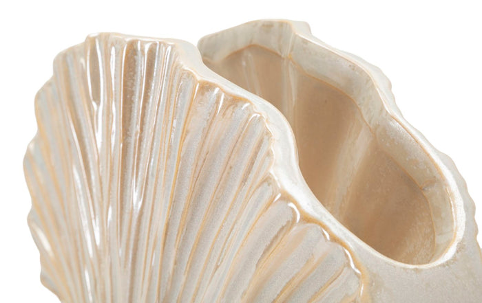 Parelmoerkleurige keramische vaas 27x8x19 cm