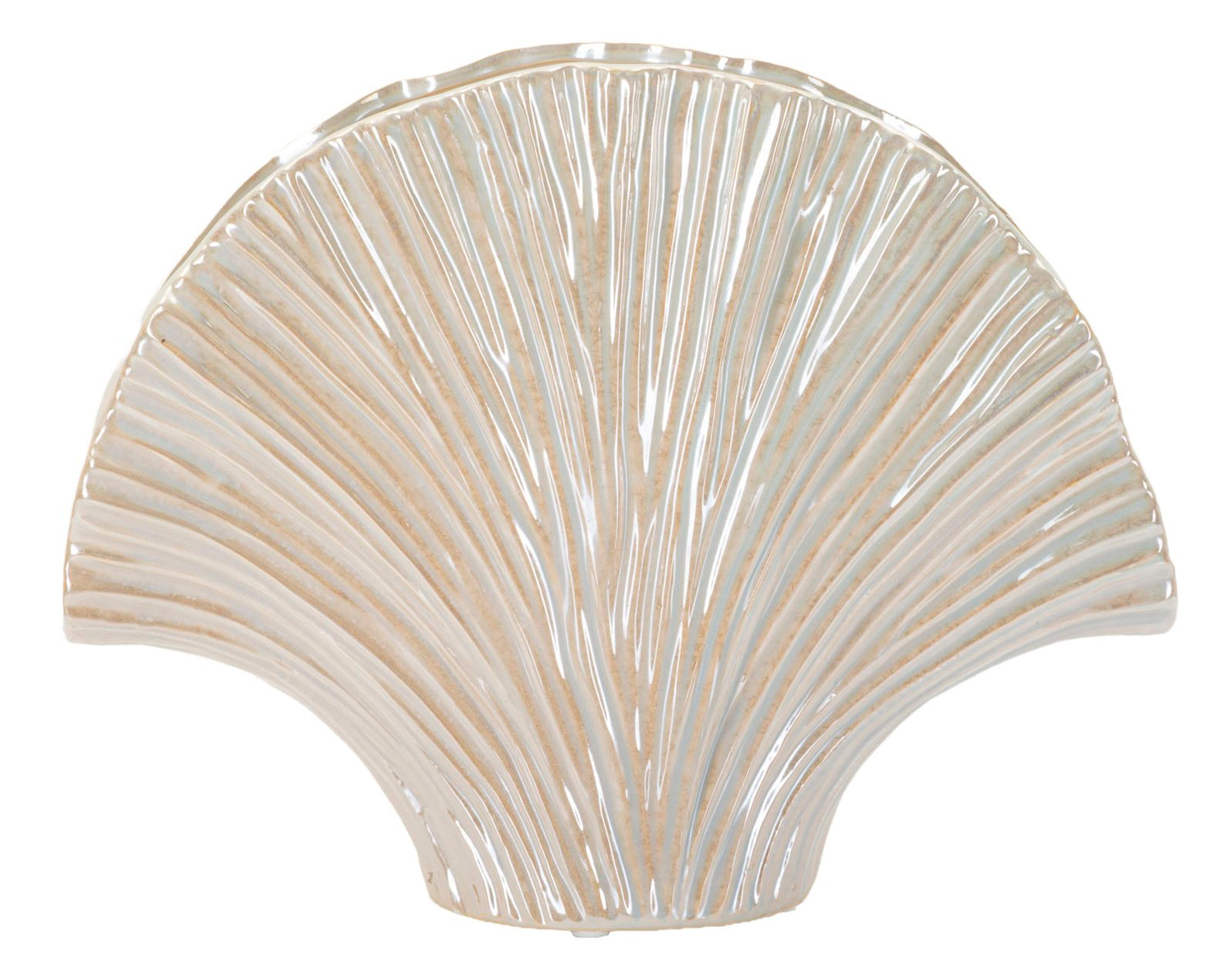 Parelmoerkleurige keramische vaas 35,5x11,5x27 cm