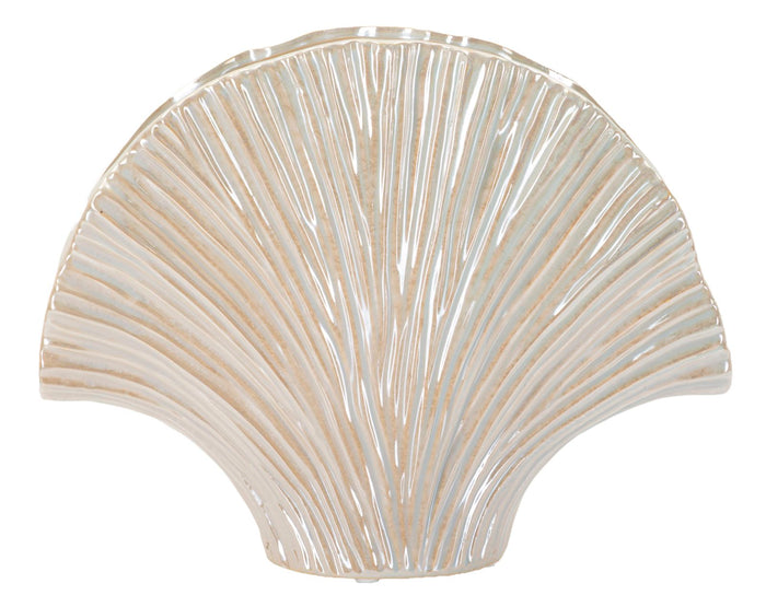 Parelmoerkleurige keramische vaas 35,5x11,5x27 cm