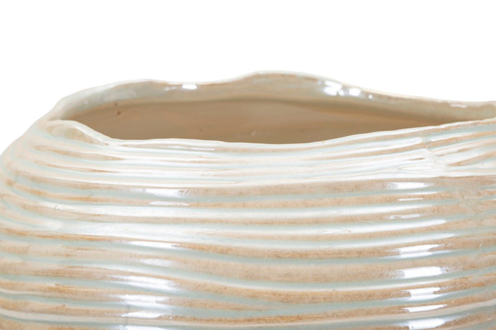 Parelmoerkleurige keramische vaas ø 27x24 cm