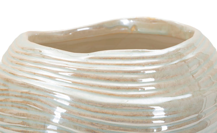 Parelmoerkleurige keramische vaas ø 22x20 cm