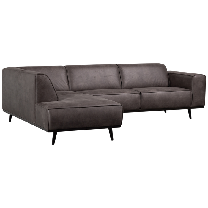 WOOOD Statement Hoekbank Links - Lederlook - Donkergrijs - 77x274x210