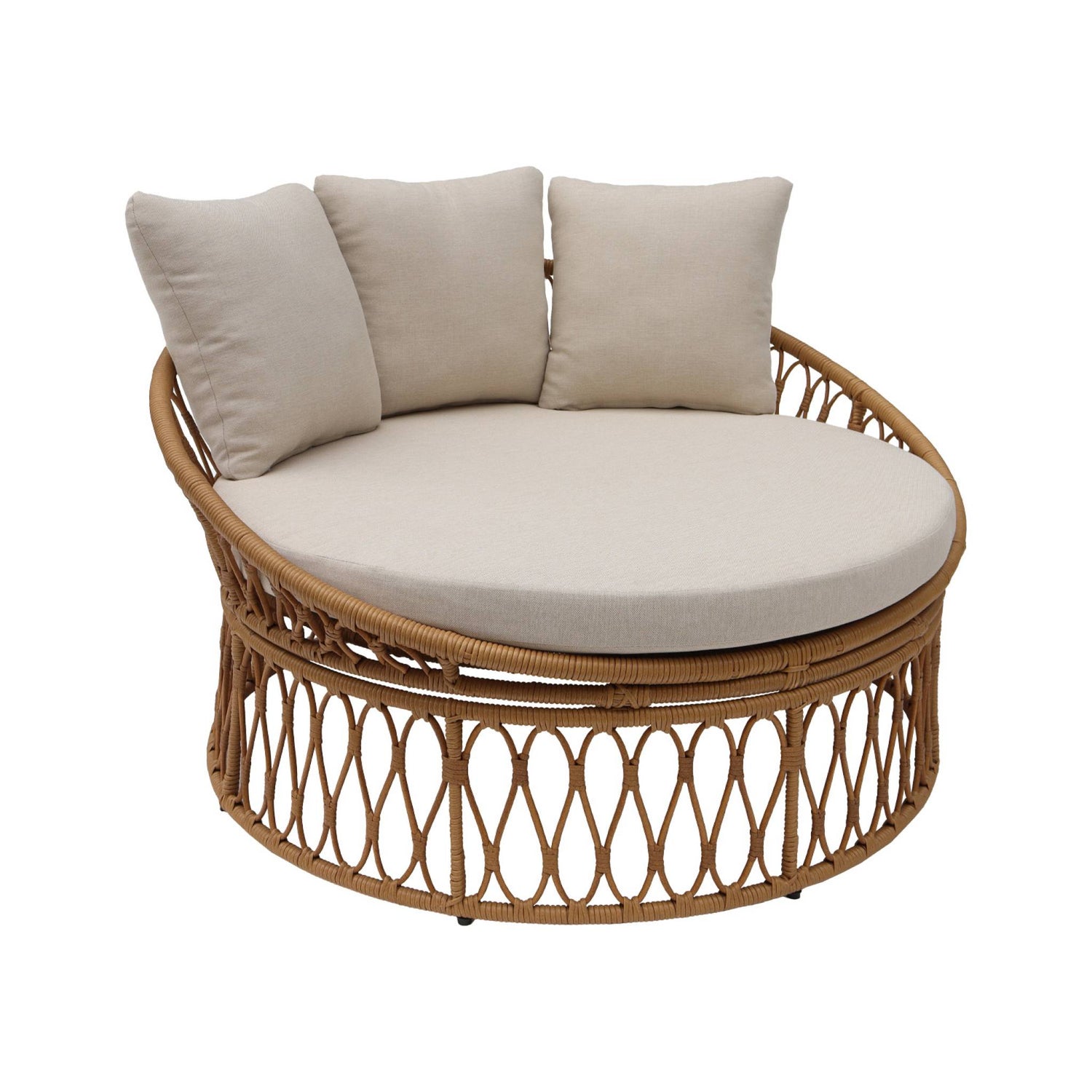 sweeek - Ronde loungebank in staal en imitatie rotan