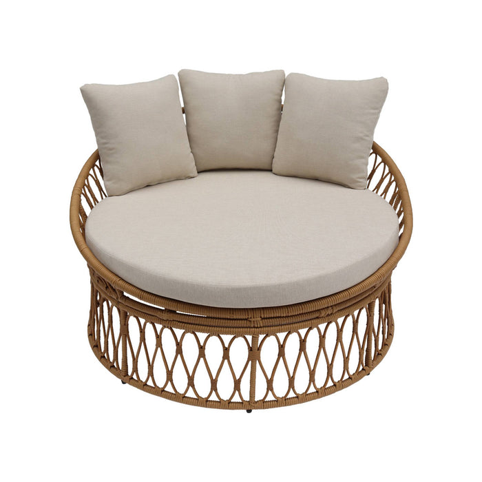 sweeek - Ronde loungebank in staal en imitatie rotan