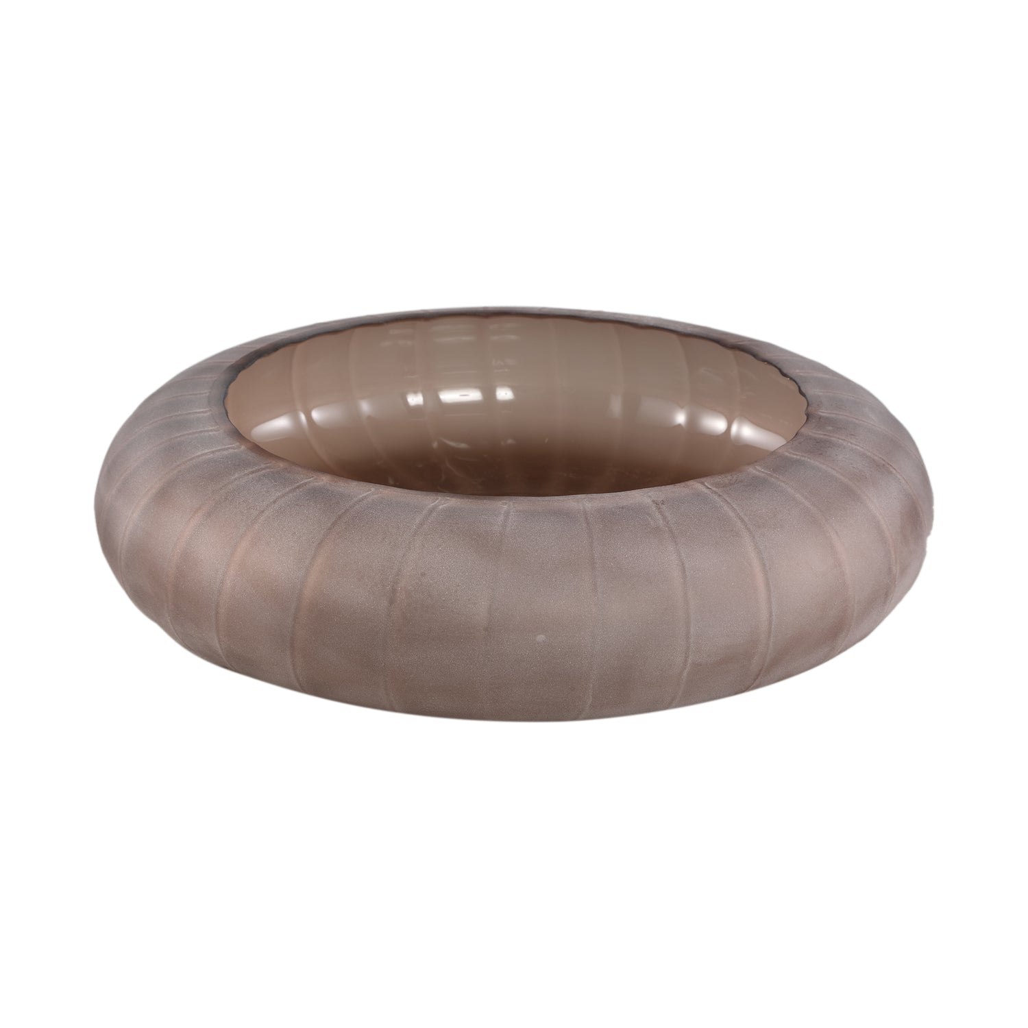 PTMD Levente Sand Carved Glass Round Bowl Ribbed