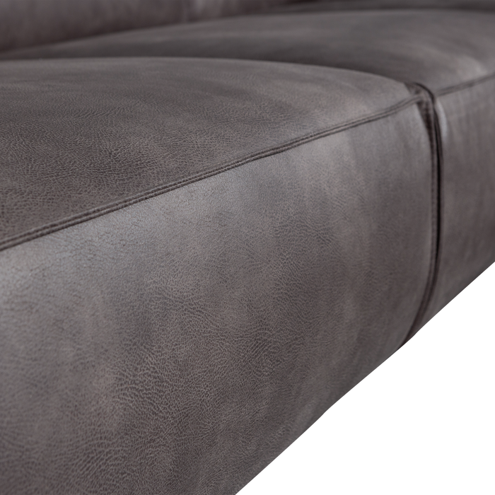 WOOOD Statement 3-Zits Bank - Lederlook - Donkergrijs - 77x230x93