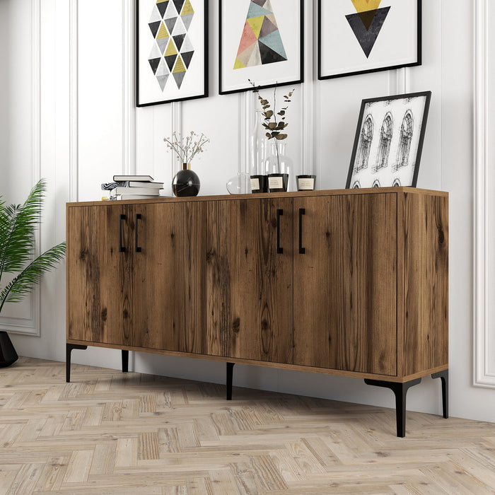 Giga Meubel - Dressoir Walnoot Hout - 160x35x78cm - Kiev