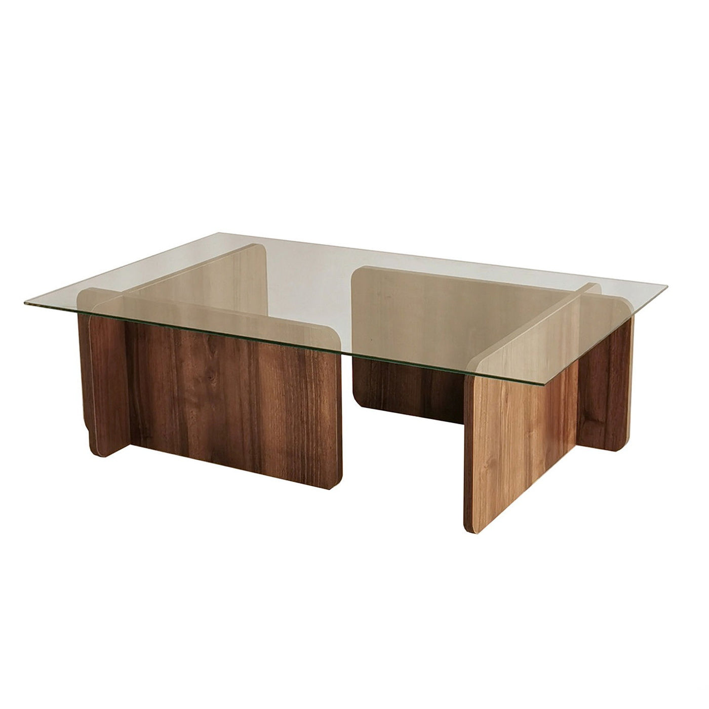 Giga Meubel - Salontafel Glas|Walnoot - 105x65x30cm - Escape