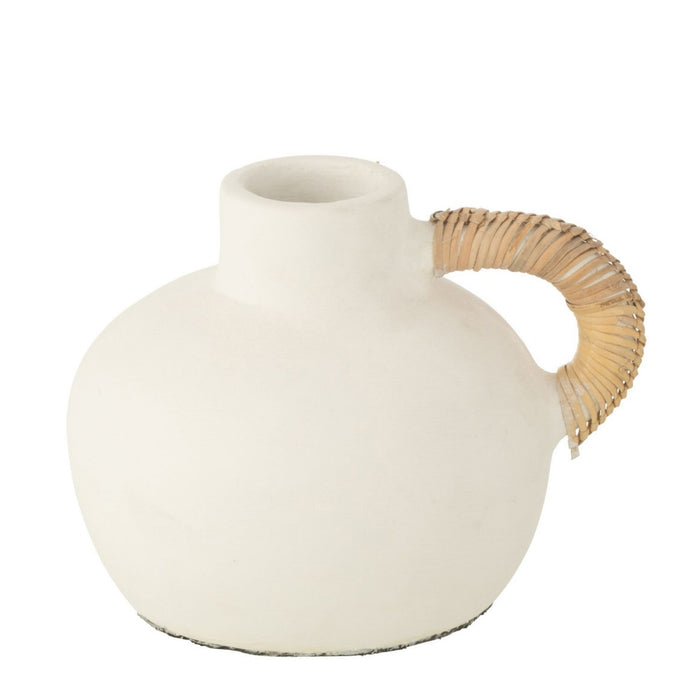 J-Line vaas Pot Leo Terracotta - cement - wit|naturel - 36 cm hoog