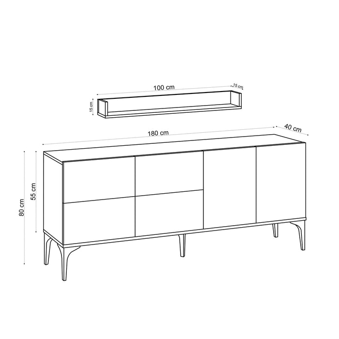 Giga Meubel - Dressoir Naturel Hout - 180x40x55cm - Stella