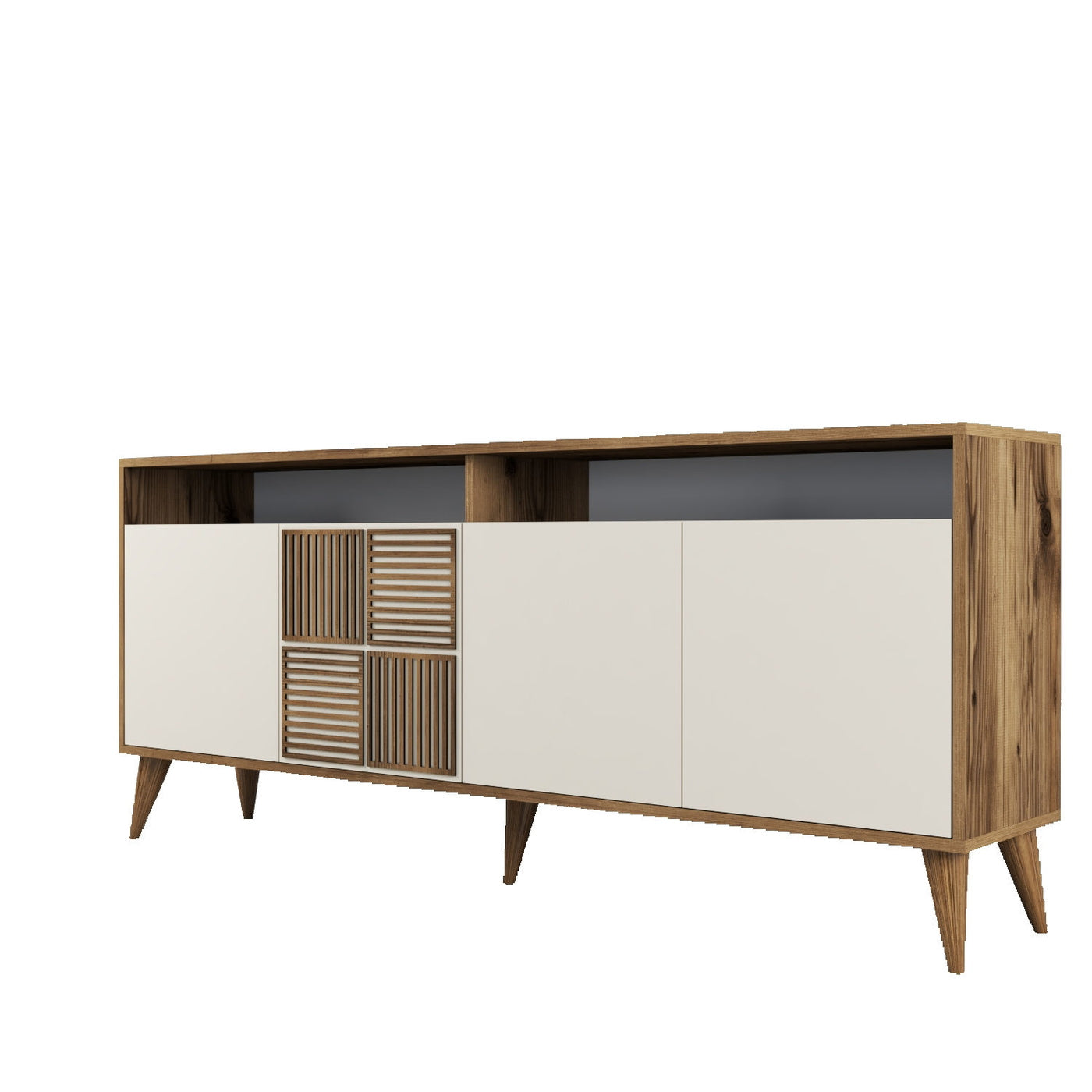Giga Meubel - Dressoir Walnoot|Crème Hout - 180x35x78,6cm - Milan
