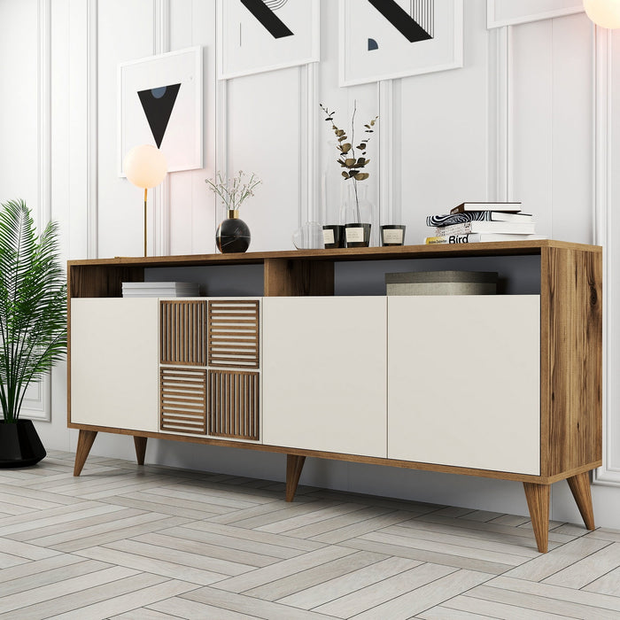 Giga Meubel - Dressoir Walnoot|Crème Hout - 180x35x78,6cm - Milan