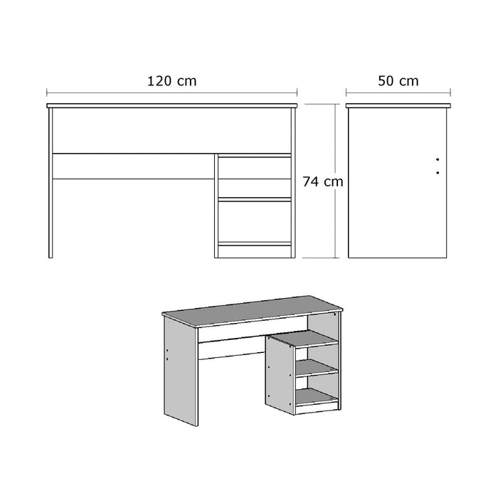 Giga Meubel - Bureau Wit Hout - 120x50x74cm - Bahar