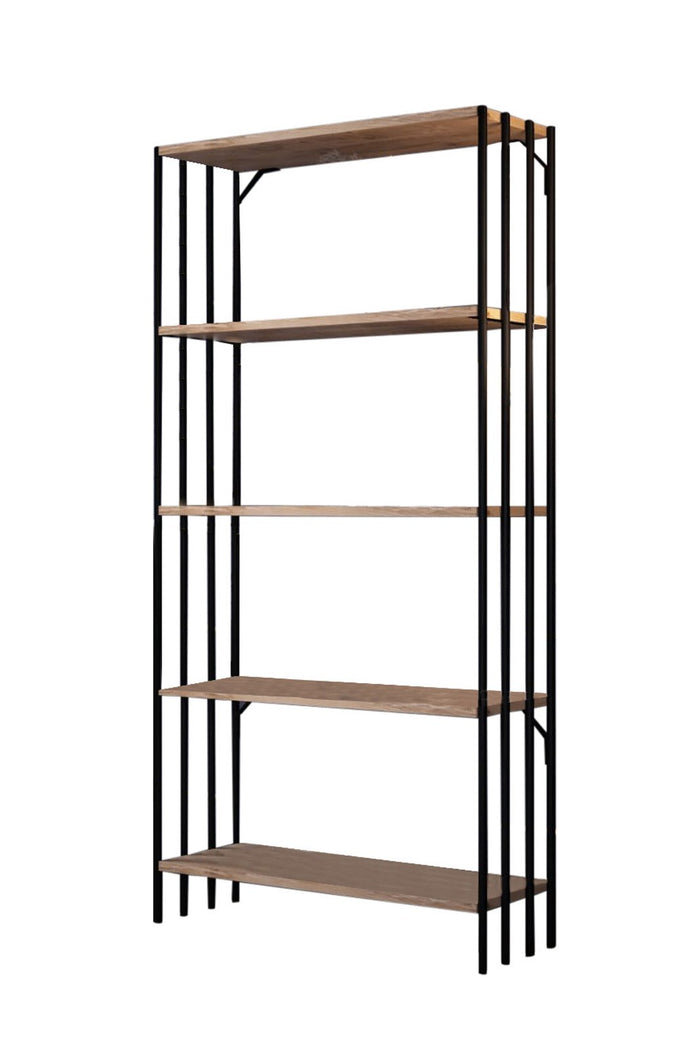Giga Meubel - Boekenkast Zwart|Naturel Hout - 72x26x150cm - Verona