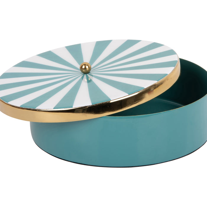 Present Time - Opbergbox Candy Swirl Rond Large - Turquoise blue & White