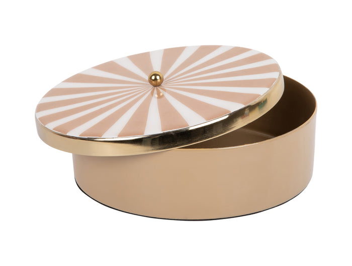 Present Time - Opbergbox Candy Swirl Rond Large - Soft brown & White