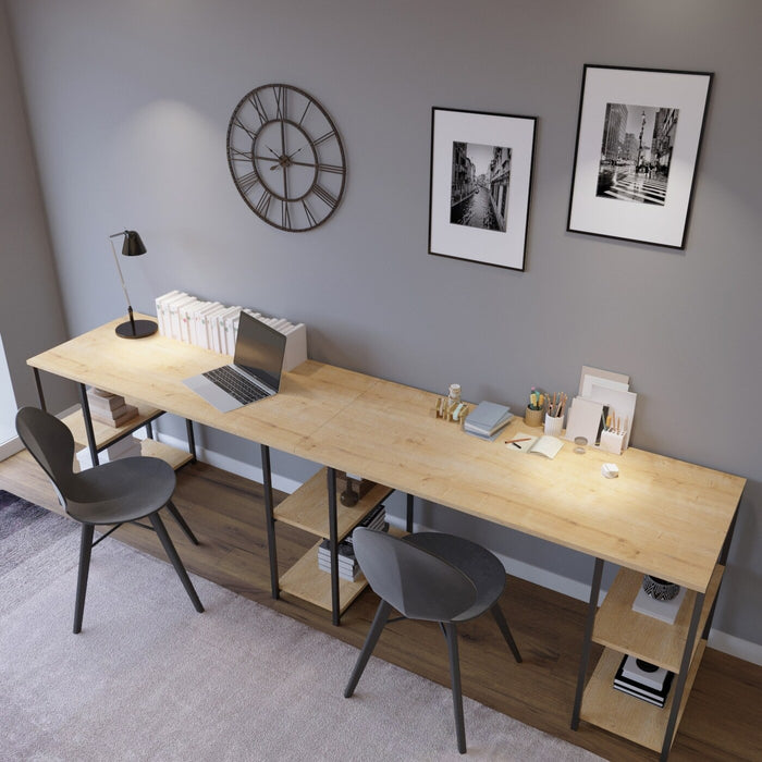 Giga Meubel - Bureau Naturel Hout - 270x60x74cm - Sade