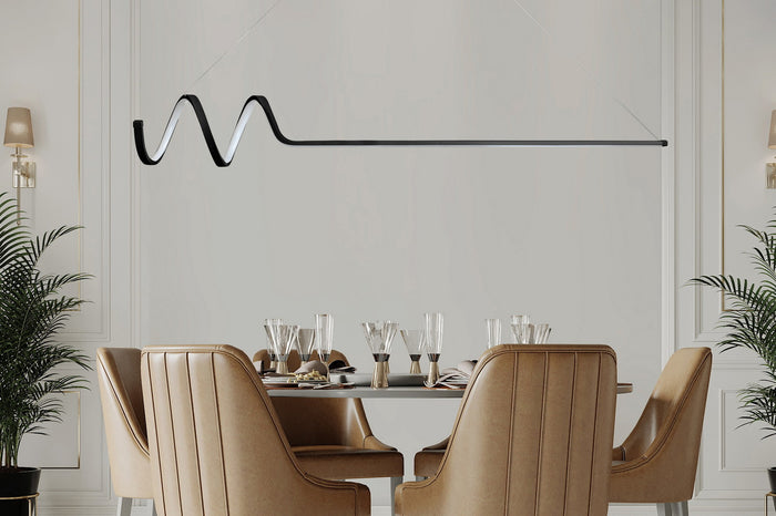 Giga Meubel - Hanglamp Zwart Aluminium - 120x20x80cm - Waterwave