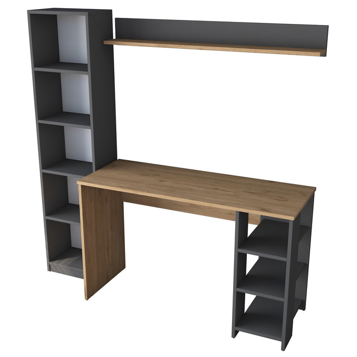 Giga Meubel - Bureau Walnoot|Antraciet Hout - 160x45x161,8cm - Fakili