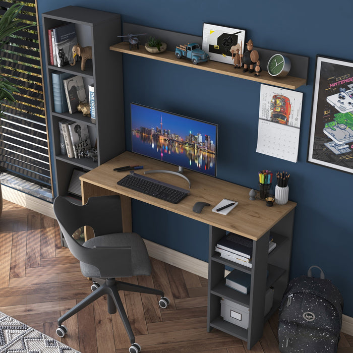 Giga Meubel - Bureau Walnoot|Antraciet Hout - 160x45x161,8cm - Fakili