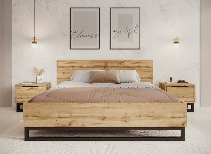 Meubella - Tweepersoonsbed Harlow - Eiken - 180x200 cm