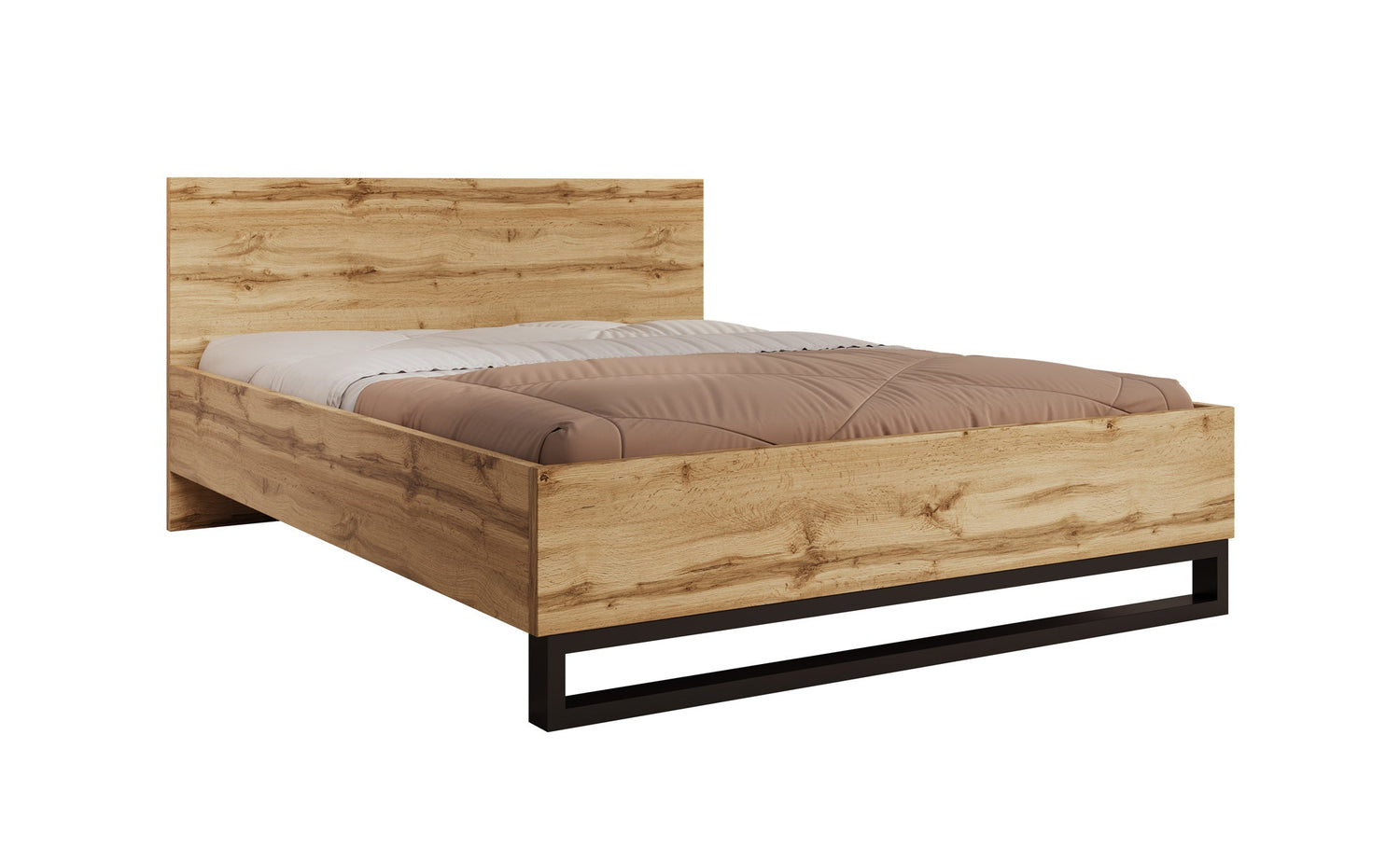 Meubella - Tweepersoonsbed Harlow - Eiken - 160x200 cm