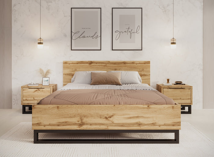 Meubella - Tweepersoonsbed Harlow - Eiken - 160x200 cm