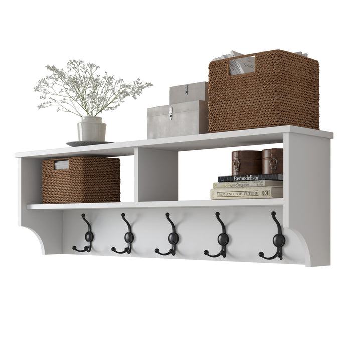 Giga Meubel - Wandkapstok Wit Hout - 120x22,2x37,2cm - Pelitli