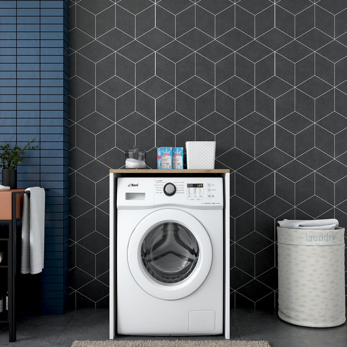 Giga Meubel - Wasmachinekast Wit|Naturel Hout - 65x60x91,8cm - Kad