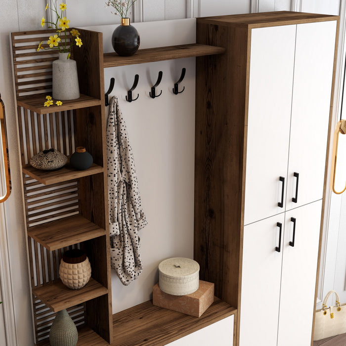 Giga Meubel - Garderobemeubel Walnoot|Wit Hout - 200cm - Viyana Large